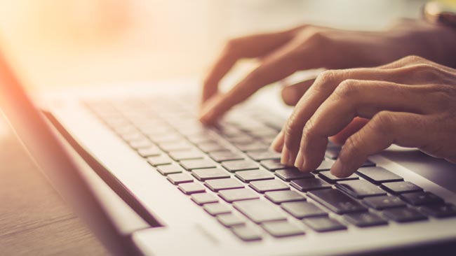 fingers typing