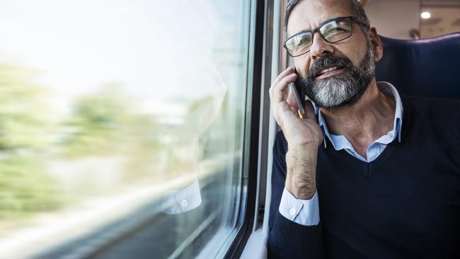 man on train