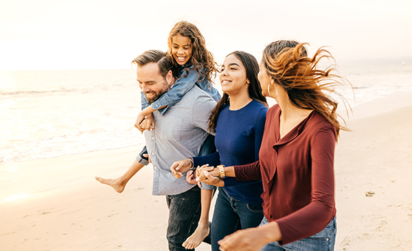 family on beach