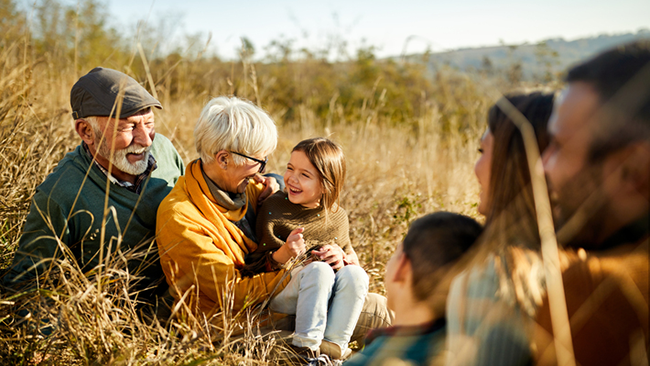 Family in a field