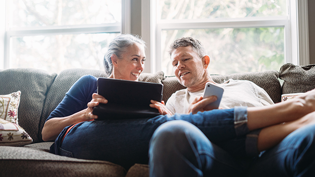 couple on devices