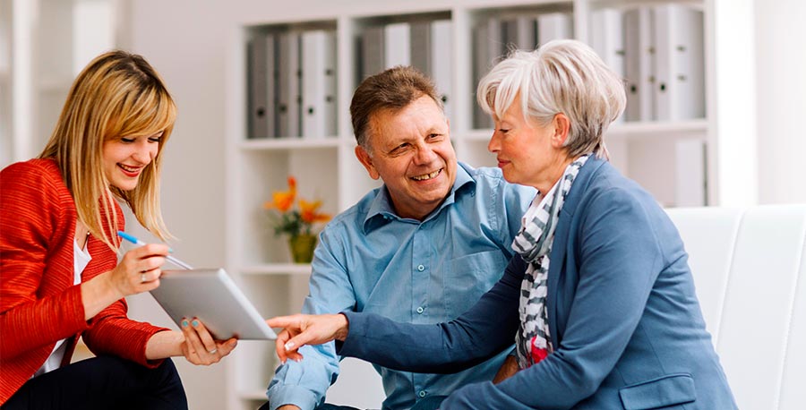 Financial planner with clients