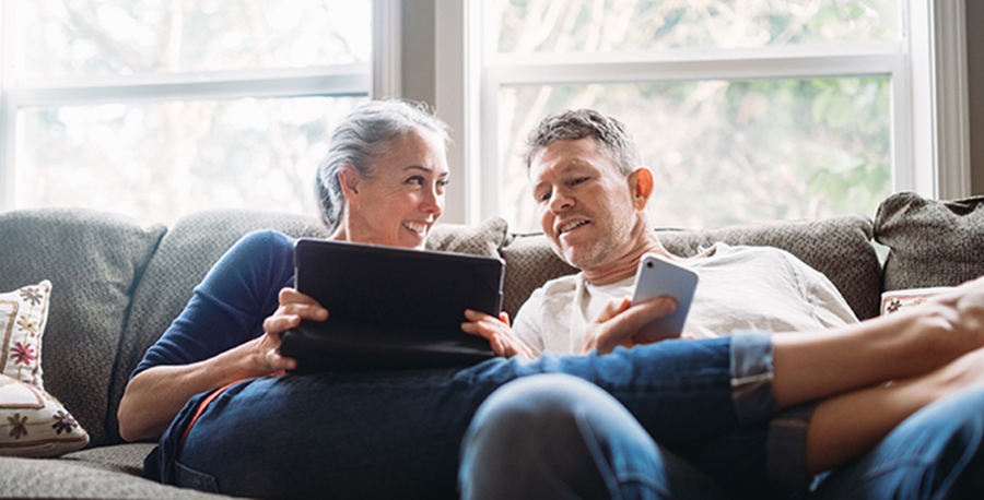 couple on devices