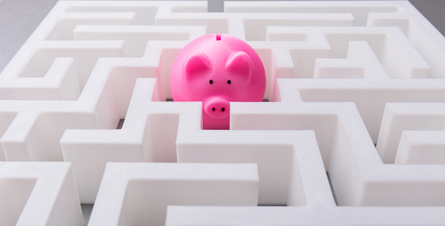 piggybank in maze